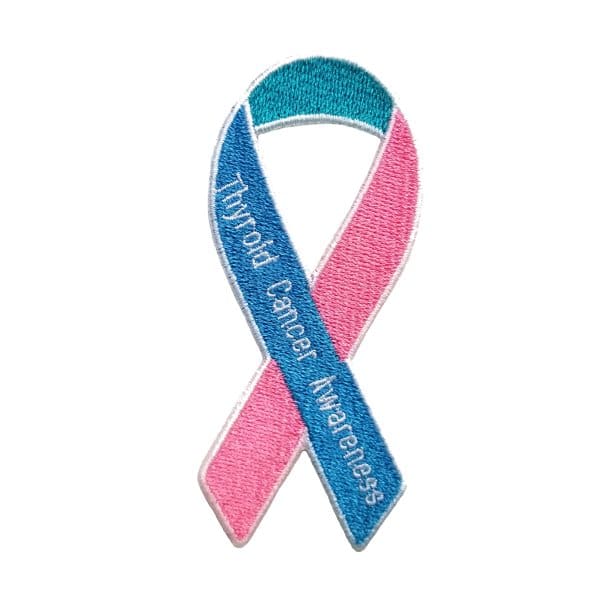 Awareness Ribbon Thyroid Cancer Embroidered Sew/Iron On Patch 3.75"  x 1 ...