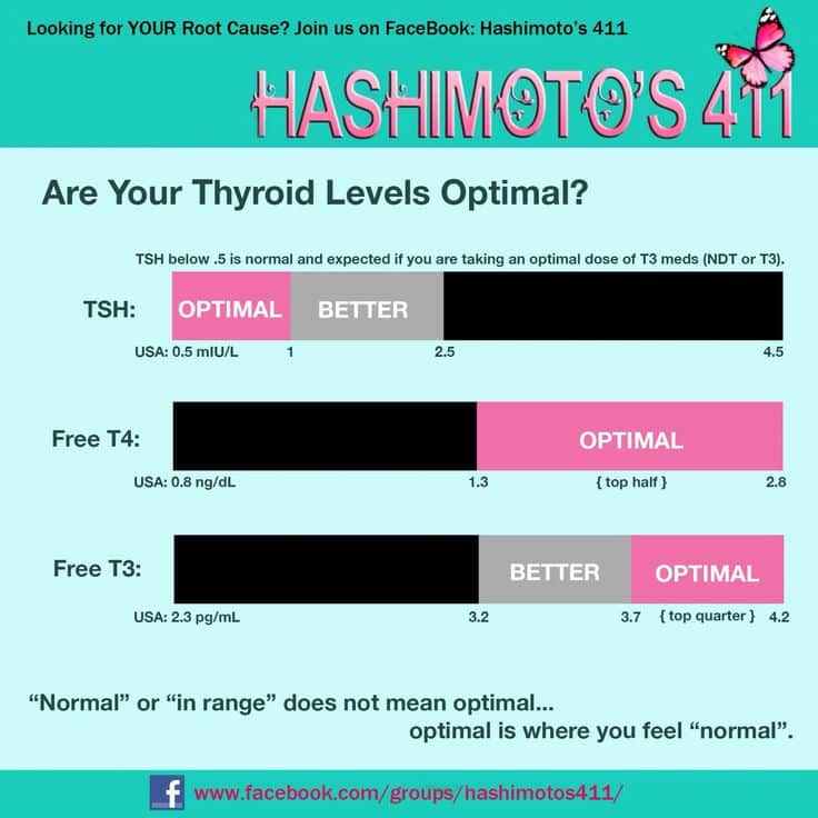 Optimal TSH T3 &  T4 levels